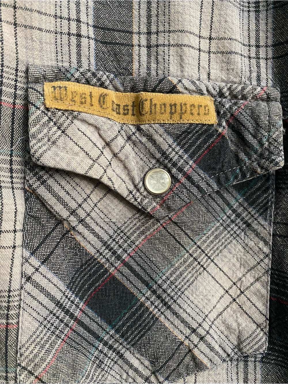 Vintage Jesse James West Coast Choppers Flannel Pearl Snap Moto Shirt - XL - Picture 3 of 4